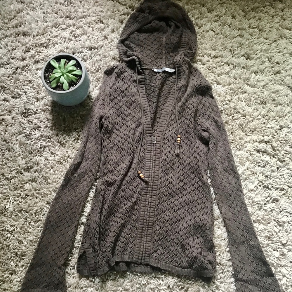Brown knit Athleta zip up